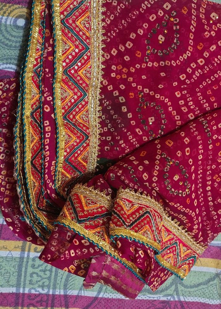 Vibrant Bandhani Saree with border