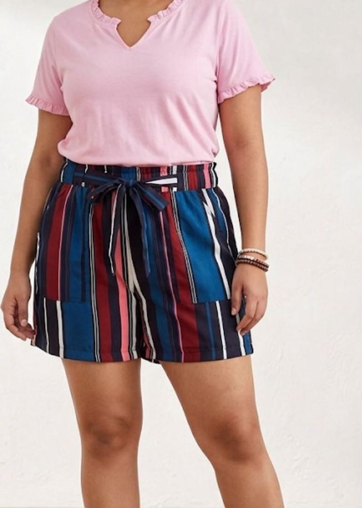 Striped Paperbag Waist Shorts