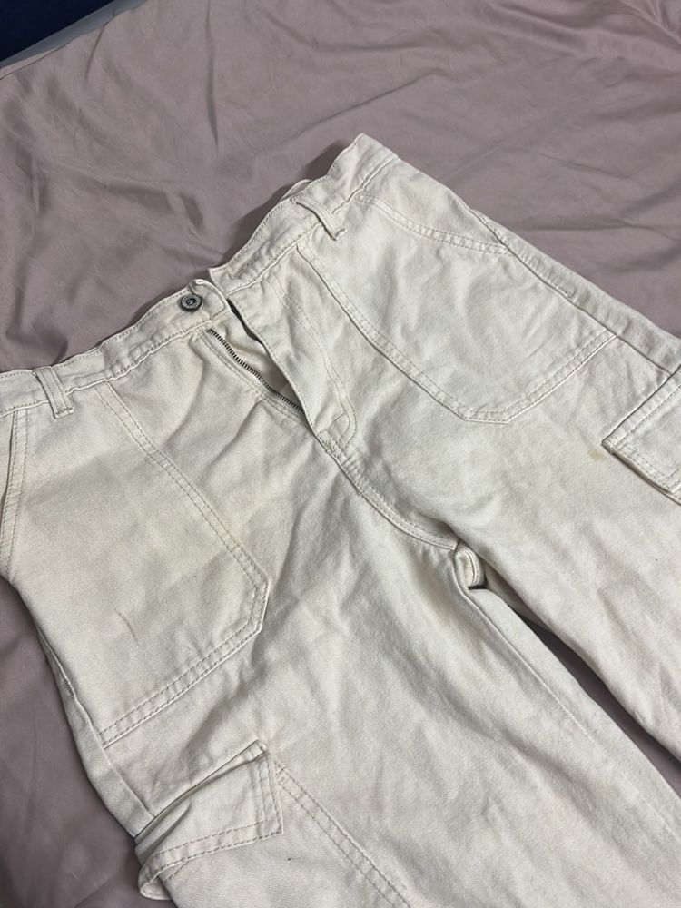 Cream Cargo Pants