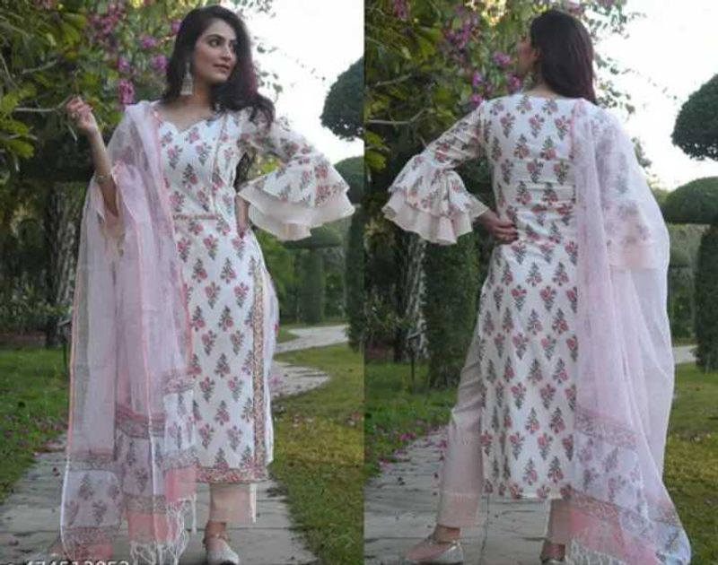 Elegant Floral Print Kurta Set with Dupatta