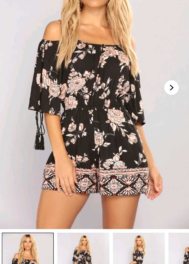Fashion Nova Floral Print Off-Shoulder Romper