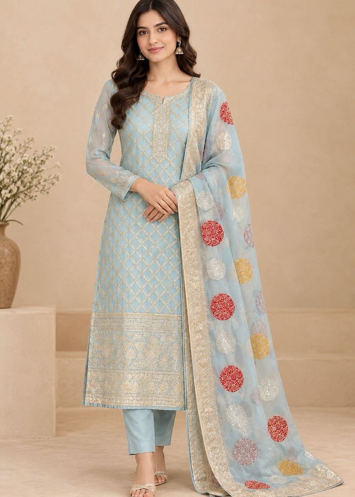 Elegant Blue Kurta Set with Dupatta