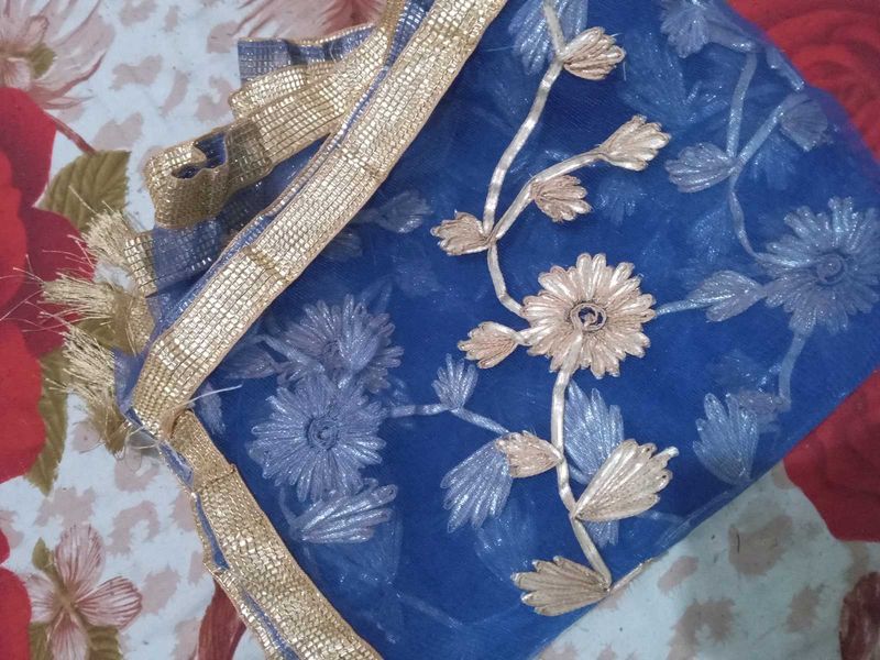 Blue Floral Dupatta