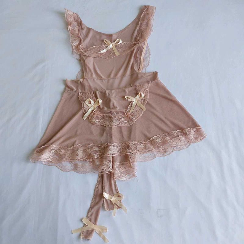 cute Lace-Trimmed Sheer Maid Apron Lingerie S