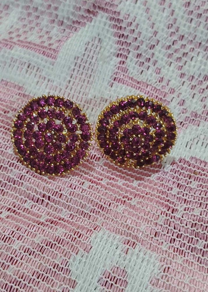 Sparkling Pink Stud Earrings