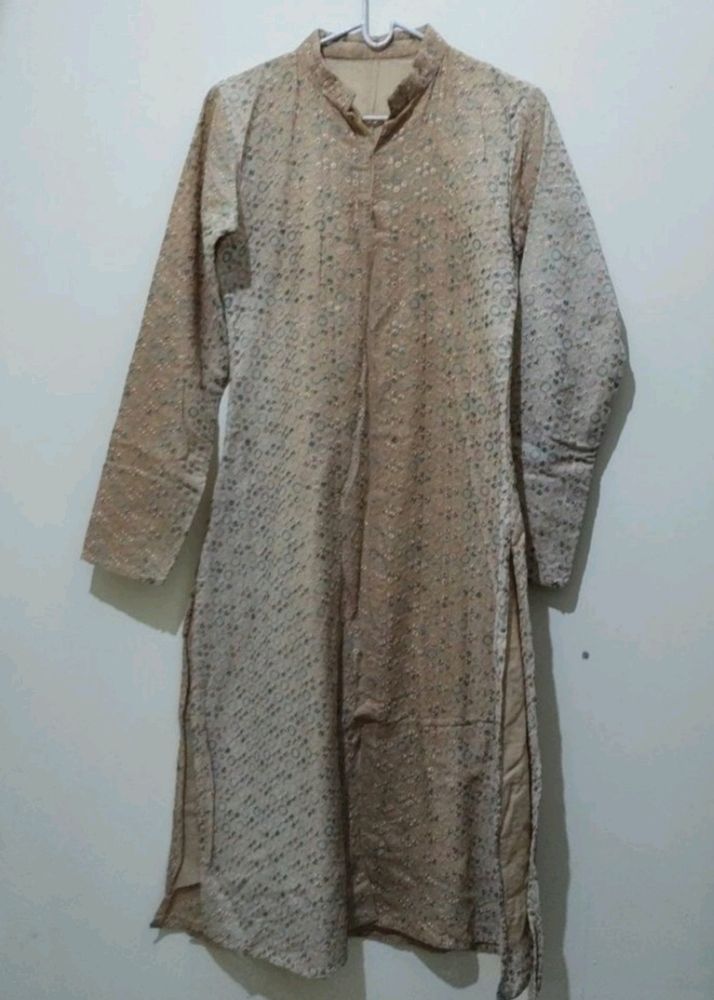Hakoba embroidered work beige Kurta