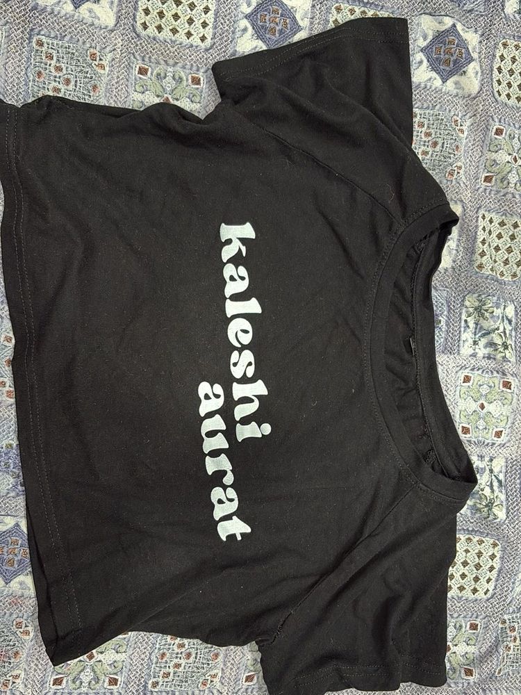 Black Graphic Crop T-Shirt
