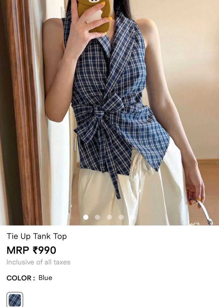 Chic Plaid Tie-Up Halter Top