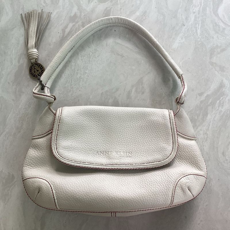 Anne Klein White Leather Shoulder Bag