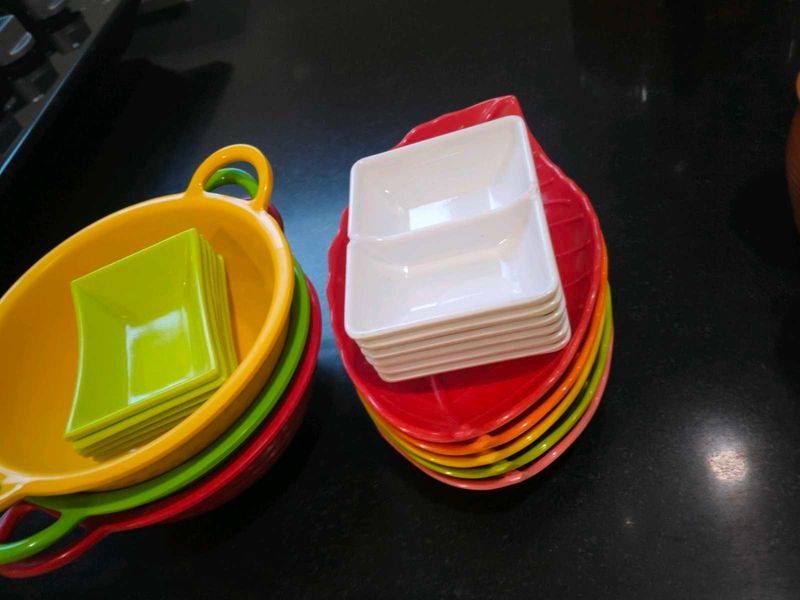 Colorful Serving Bowls &amp; Plates Set