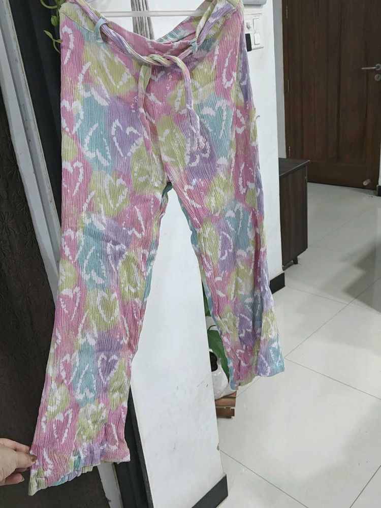 Colorful Heart Print Palazzo Pants
