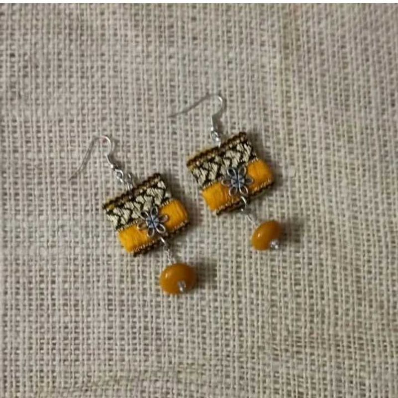 Handmade Yellow &amp; Black Ethnic Earrings