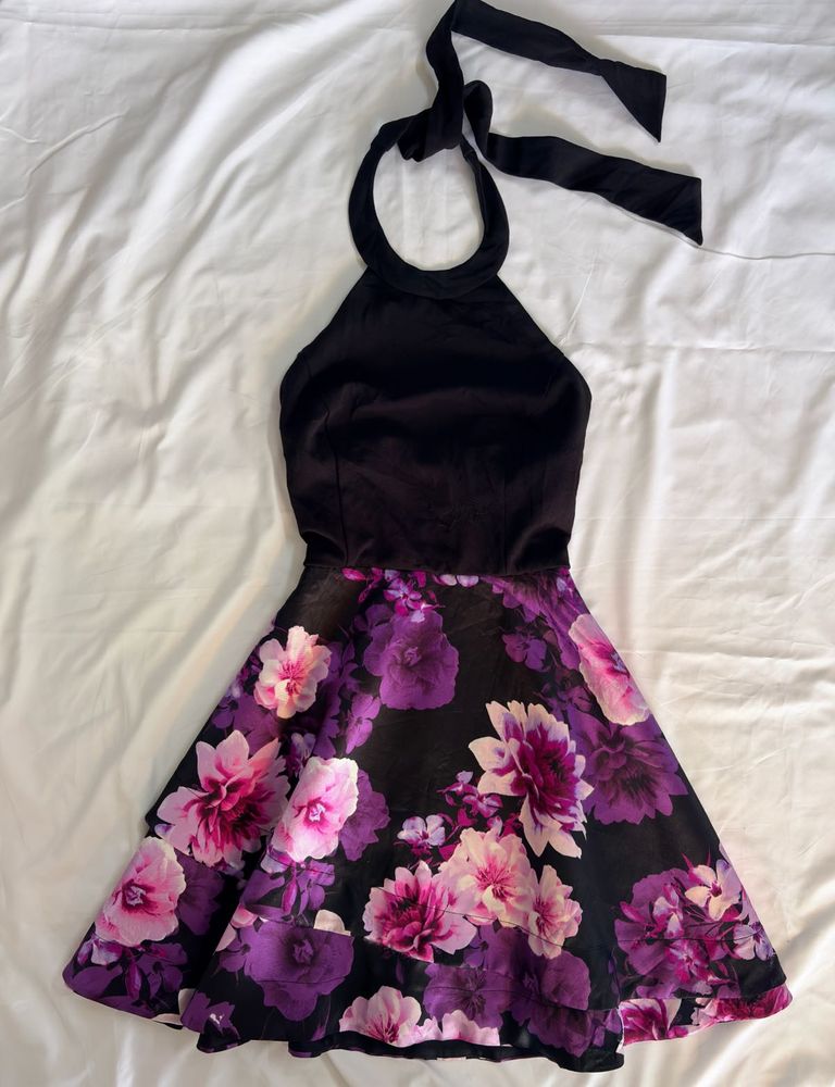 Flirty Floral Halter Dress
