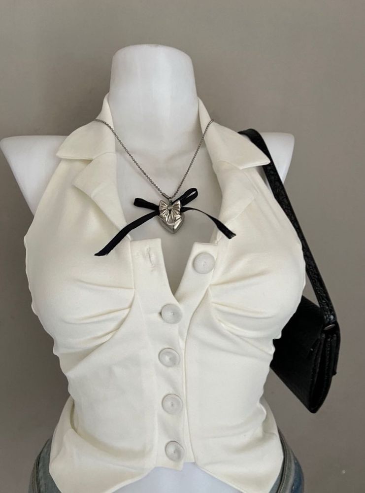 Chic White Halter Neck Top