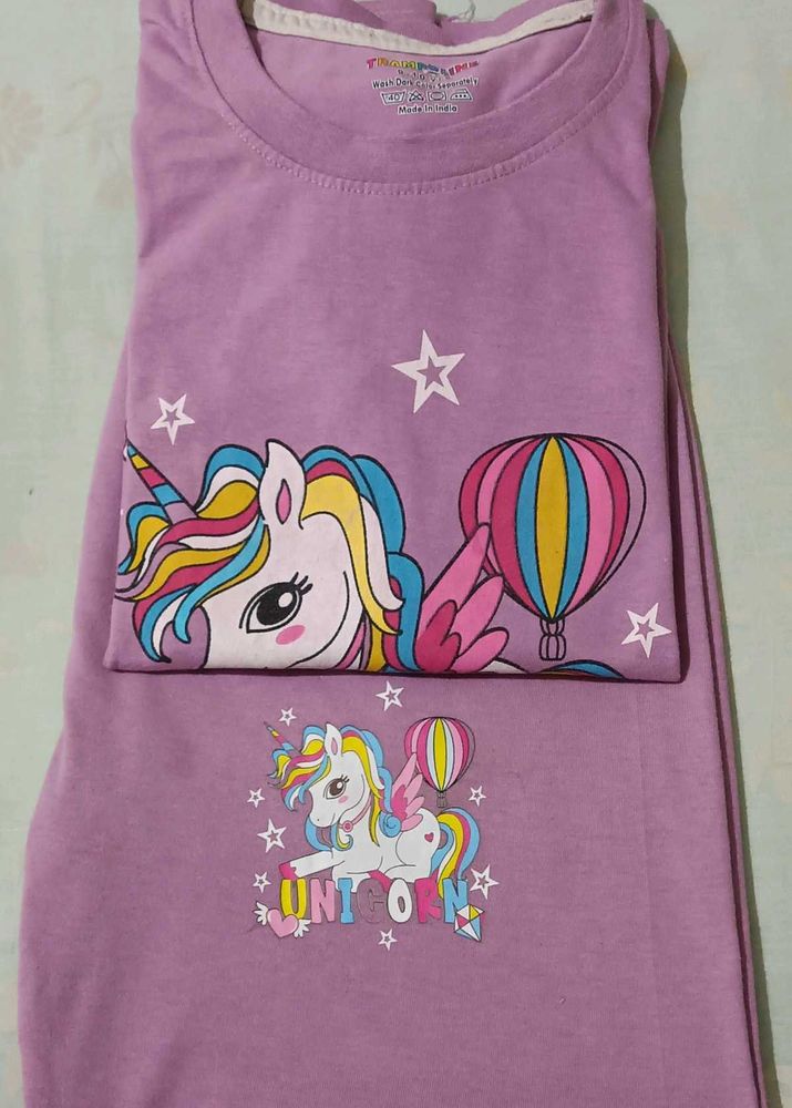 Cute Unicorn Purple T-Shirt Set
