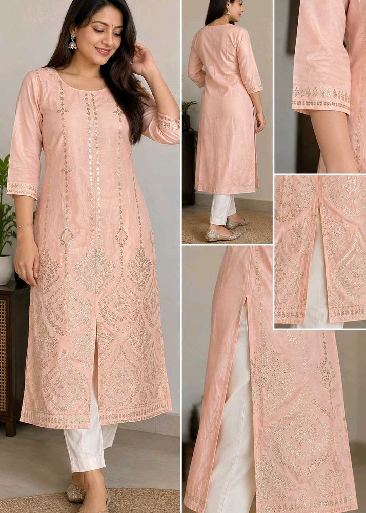 W Women Peach Pink Festive Kurta Size 8