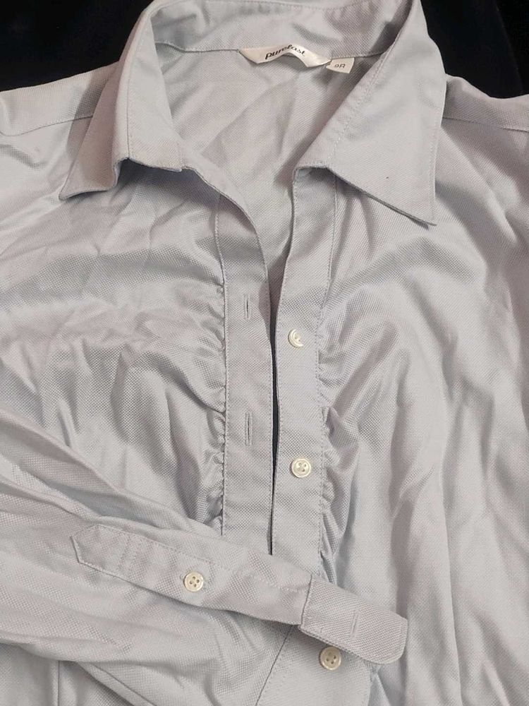 y2k Classic Blue Button-Up Shirt