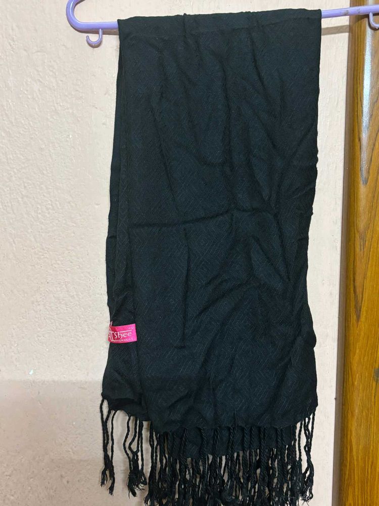 Black Scarf with Fringes
