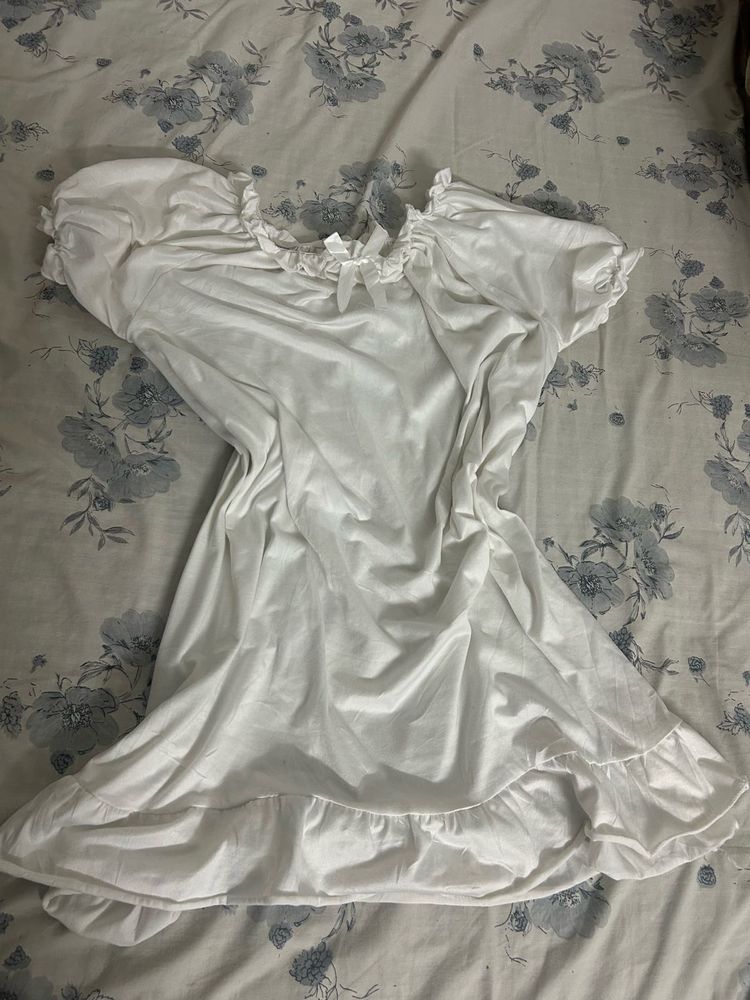 White Ruffled Mini Dress (Nighty)