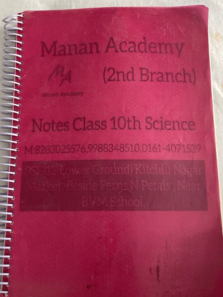 Manan Academy Class 10th Science Notes