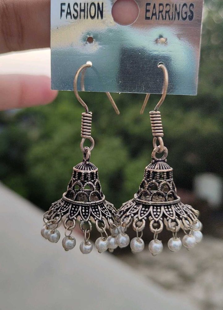 Oxidised Jhumka Earrings