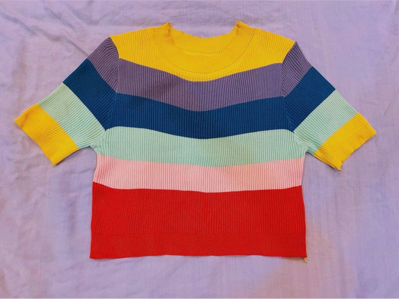 Colorful Striped Knit Top