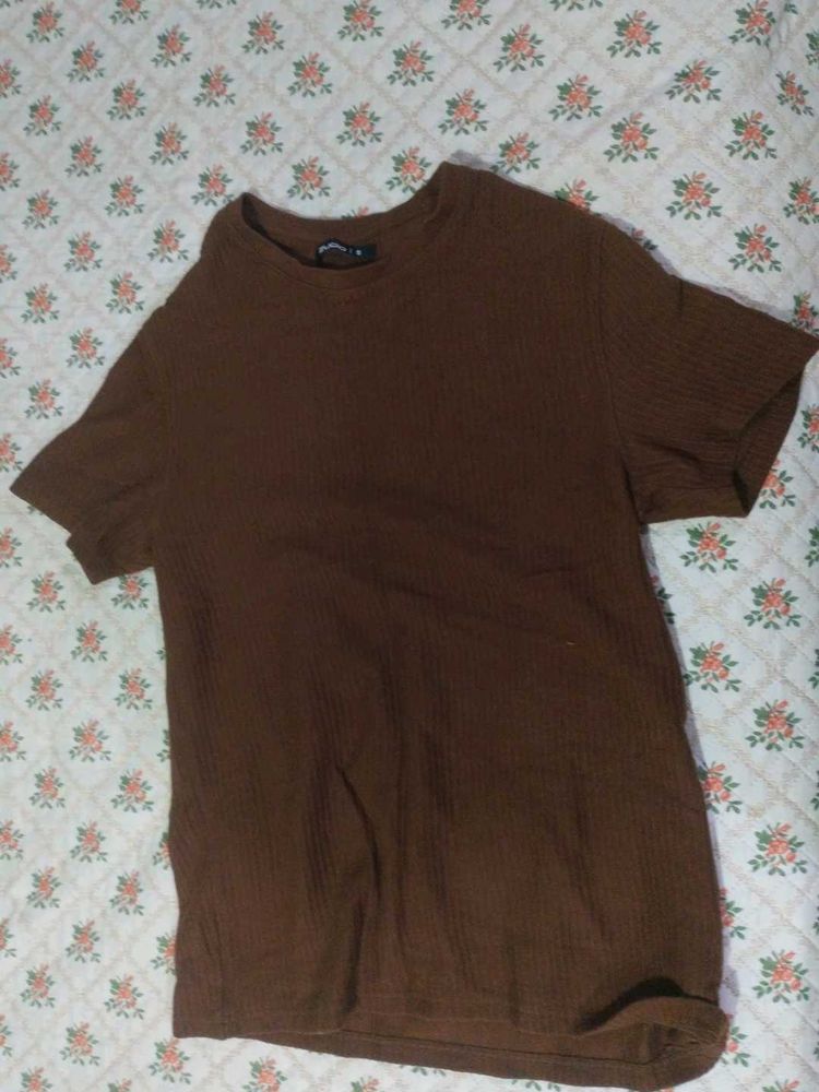 Brown Textured T-Shirt