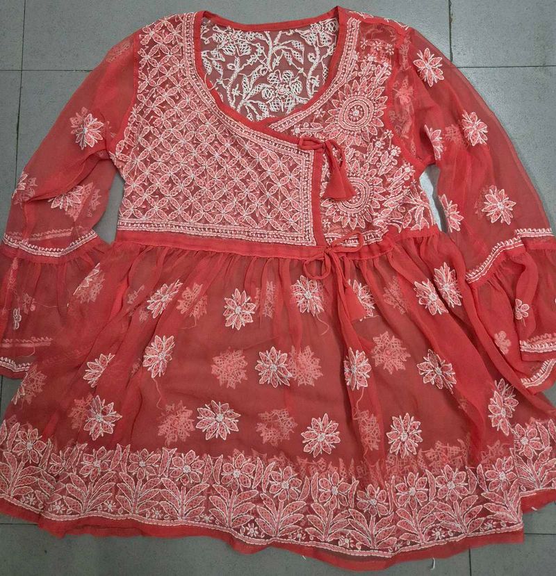 Chikankari Embroidered Tunic Top