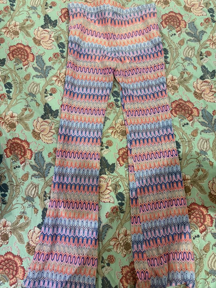 Boho Zigzag Pattern Bell Bottom Pants