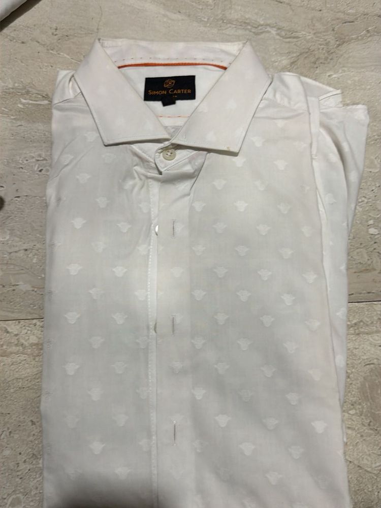 Simon Carter White Patterned Shirt