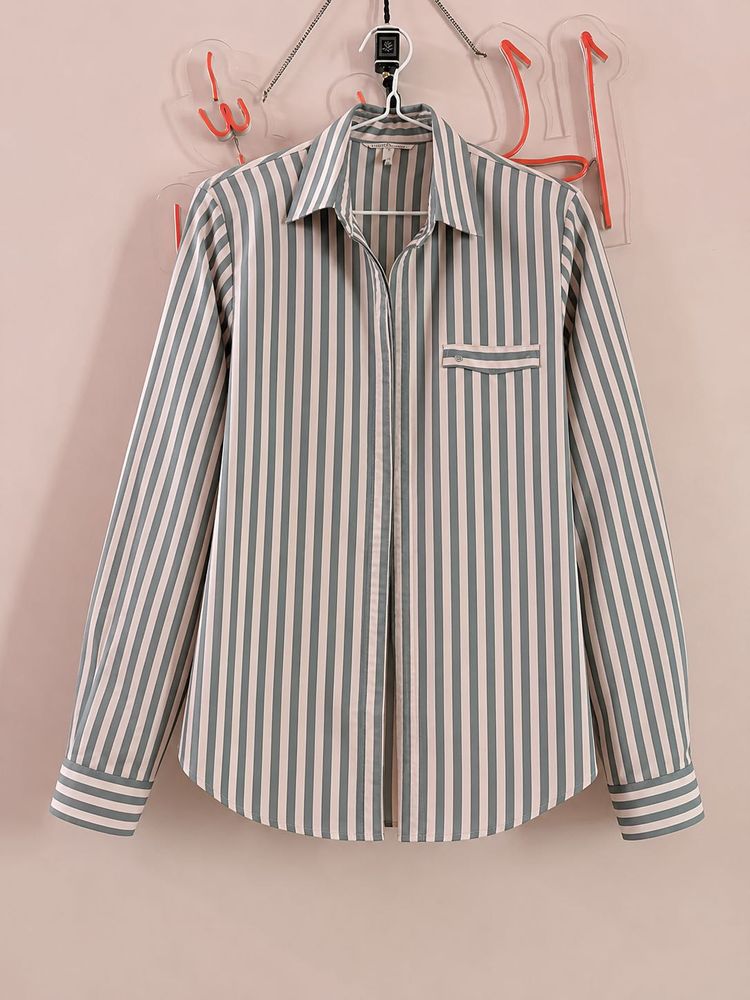 Striped Button-Down Blouse