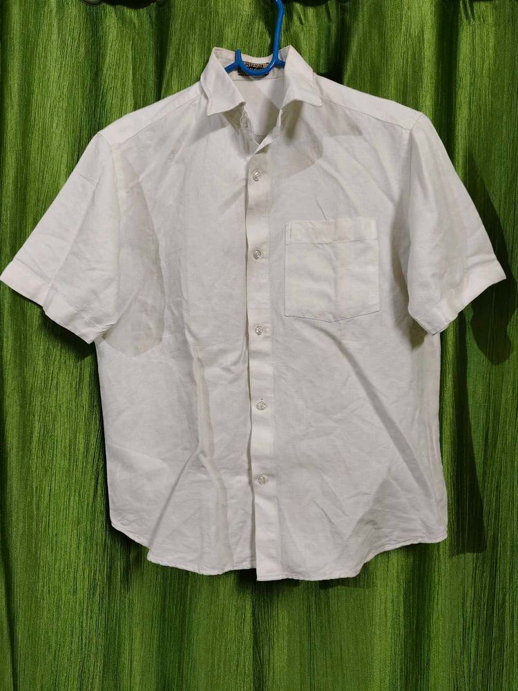 Classic White Short Sleeve Button-Up Shirt