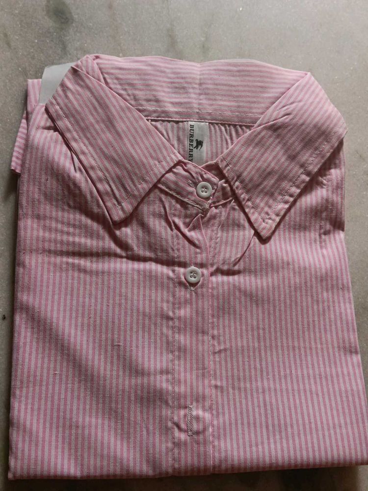 Pink Striped Collared Shirt