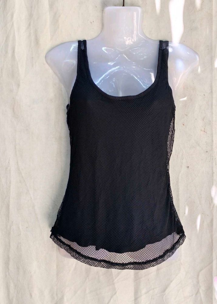 Stylish Black Mesh Tank Top