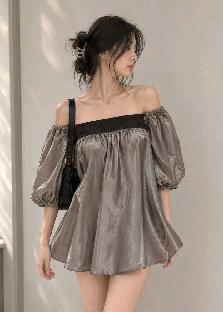 vintage Off-Shoulder Puff Sleeve Top