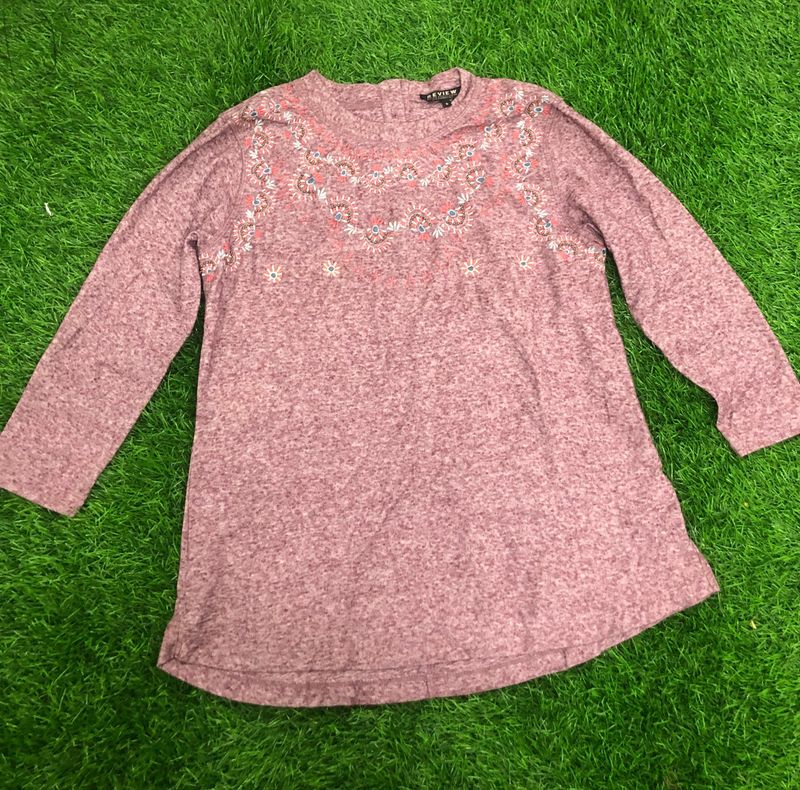 Review Embroidered Beaded Long Sleeve Top