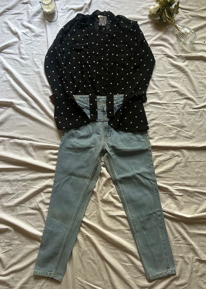 Polka Dot Top &amp; Blue Jeans Combo