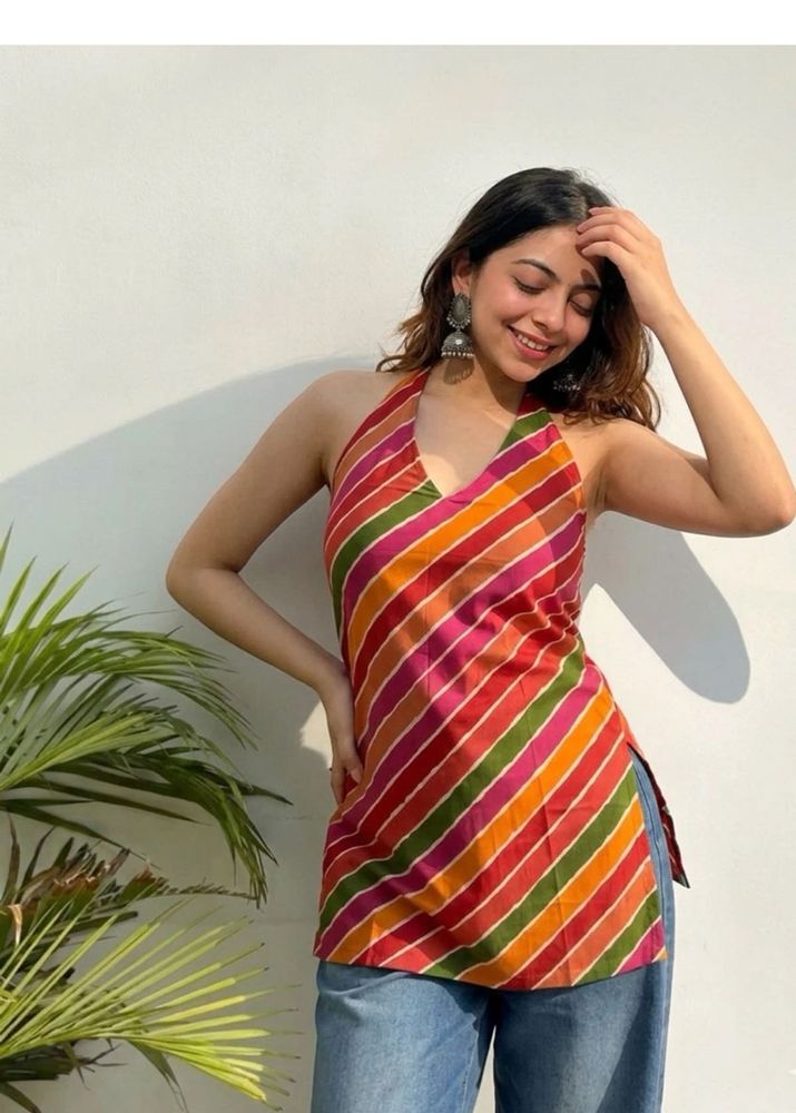 Boho Halter Neck Kurta Top