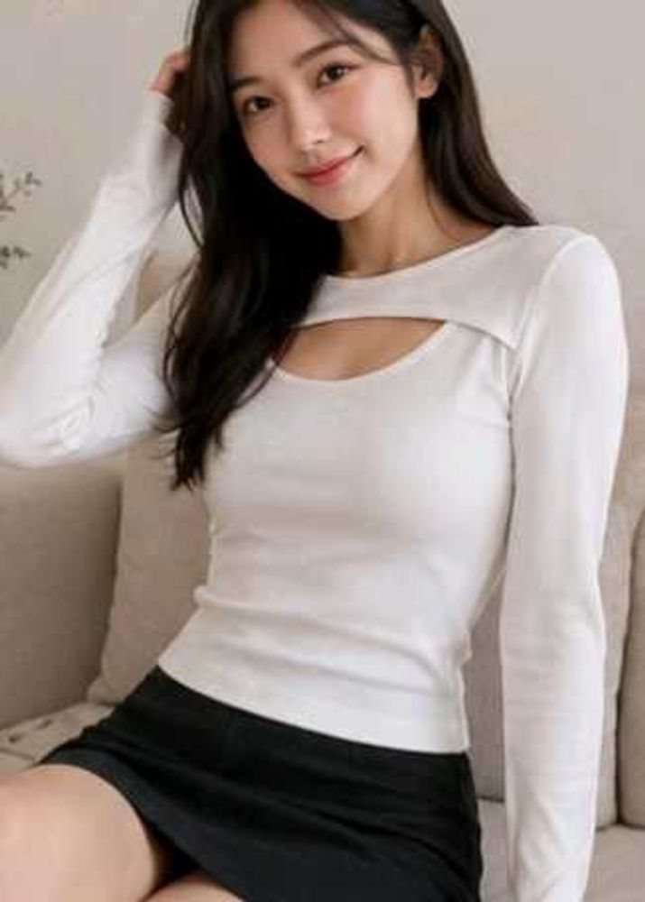 Criss-Cross Cut-Out Ribbed Knit Top