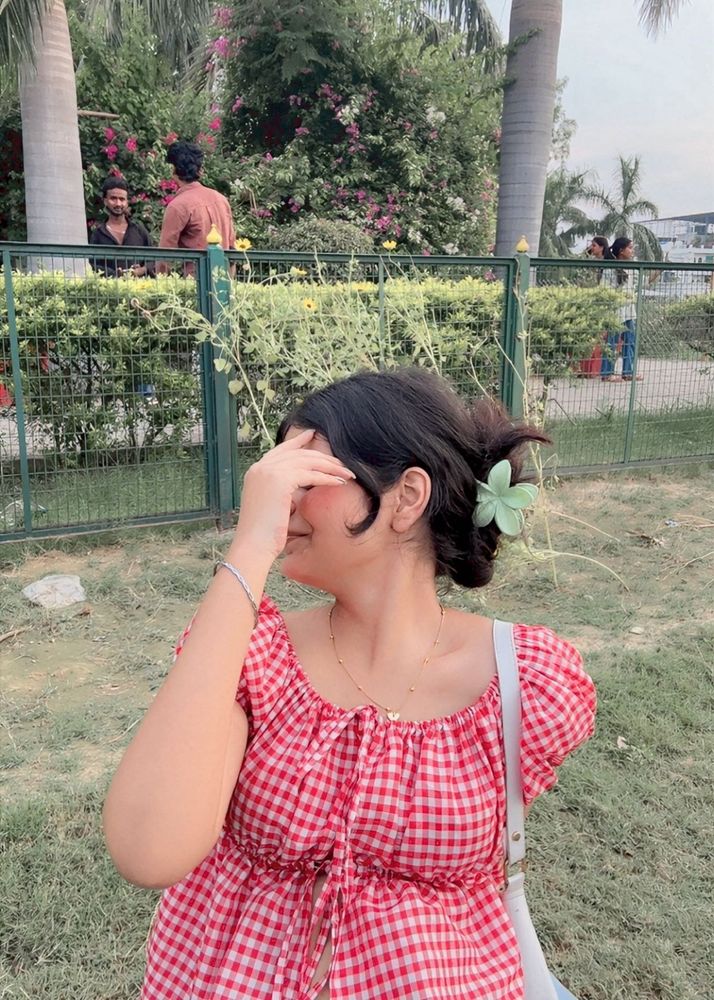 Red Gingham Off-Shoulder Top