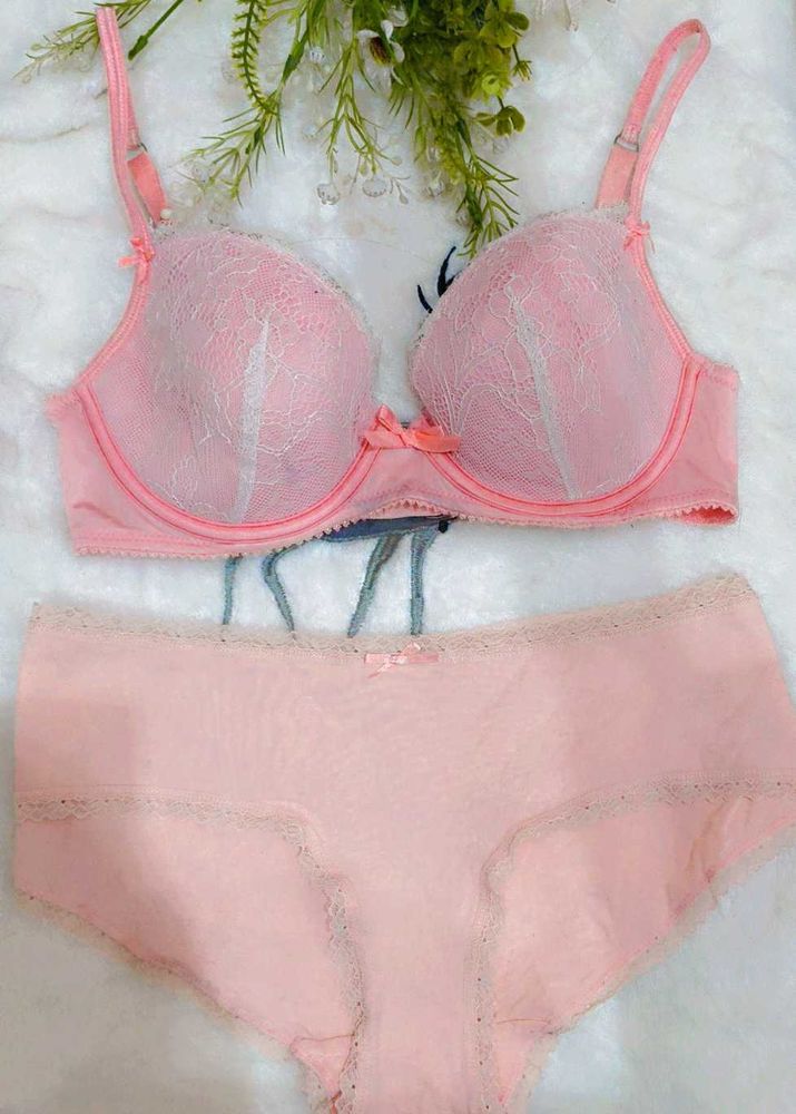 Pink Lace Lingerie Set