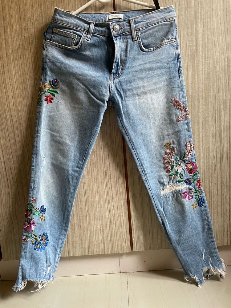 Embroidered Denim Jeans