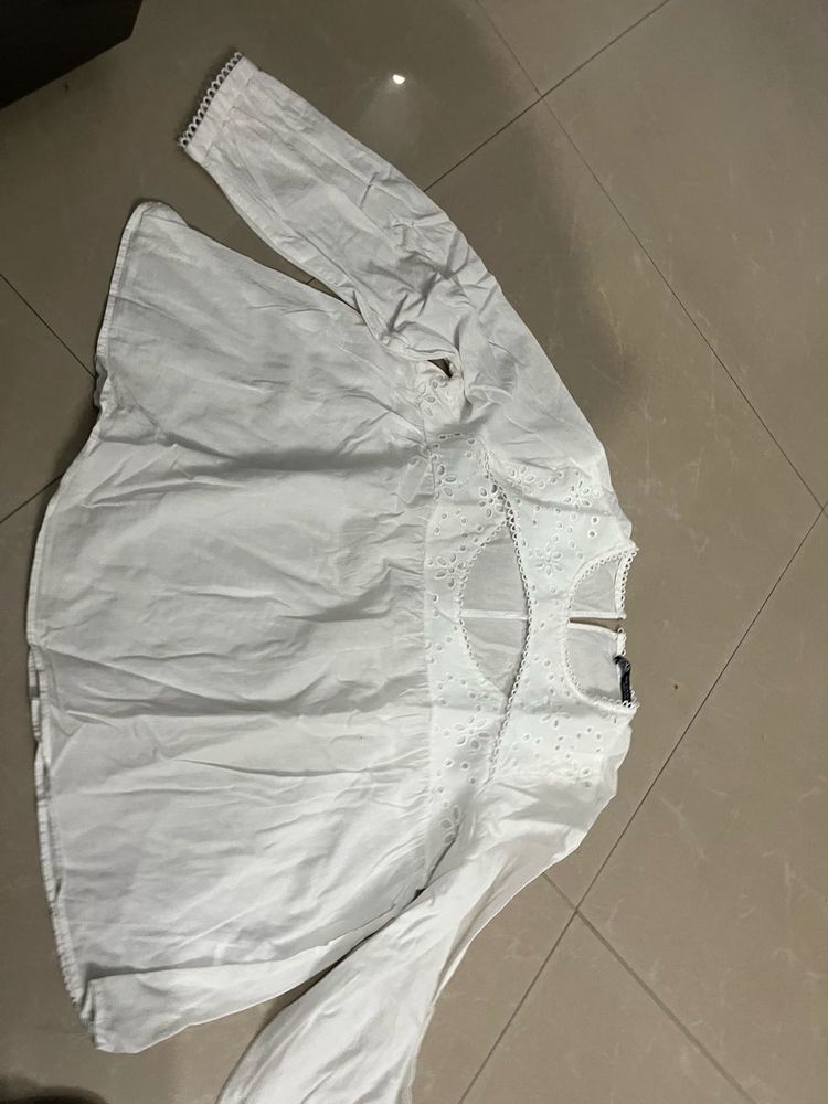 White Eyelet Long Sleeve Blouse