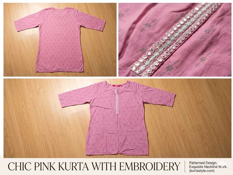 Pink Printed Kurta Top size M