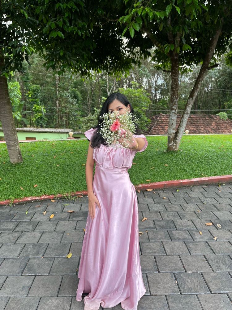 Elegant Pink Satin Maxi Dress
