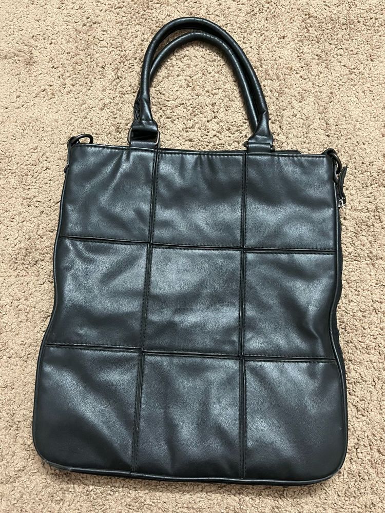 Black Faux Leather Laptop bag