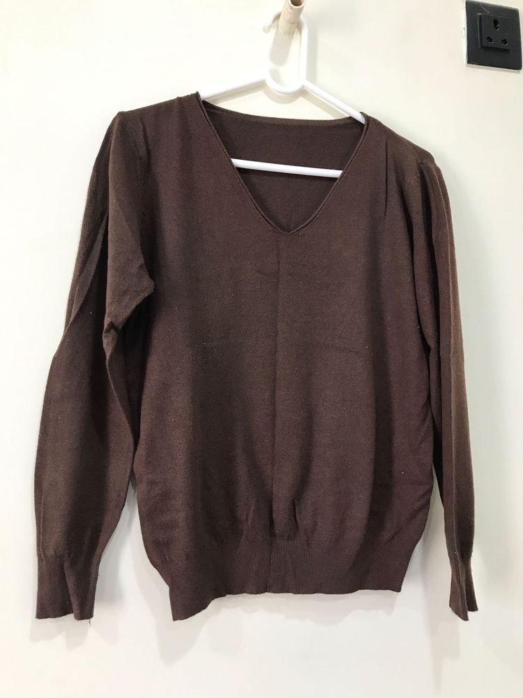 Cozy Brown V-Neck Sweater