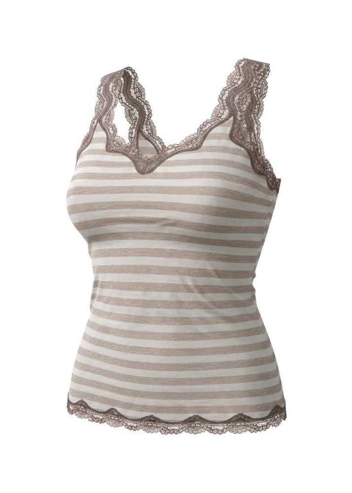 striped camisole with gold lace