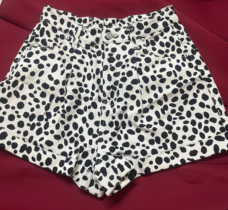 Dalmatian Print High-Waisted Shorts