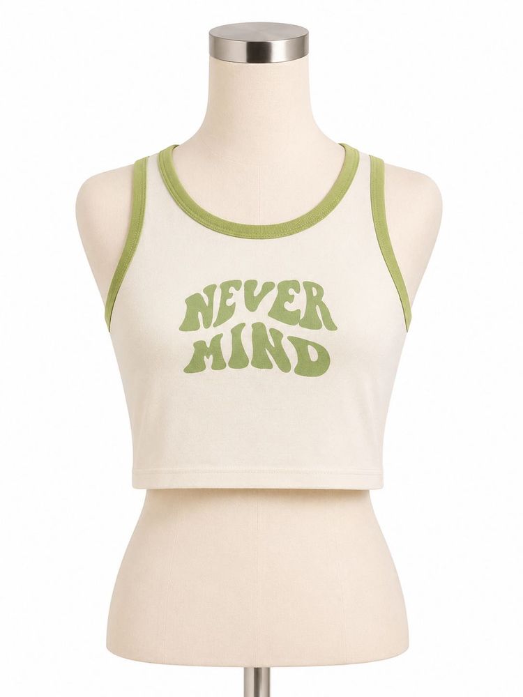 Retro "Never Mind" Graphic Crop Top